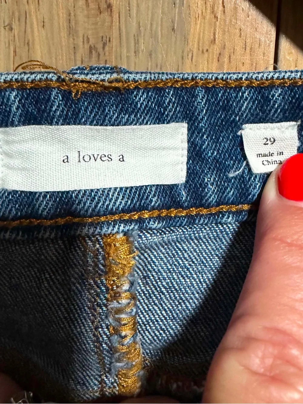 A Loves A Size 29 Medium Wash Denim Mini Skirt Raw Hem Distressed